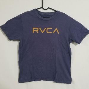 RVCA Mens Large Blue Gold Tee T Shirt Short Sleeve